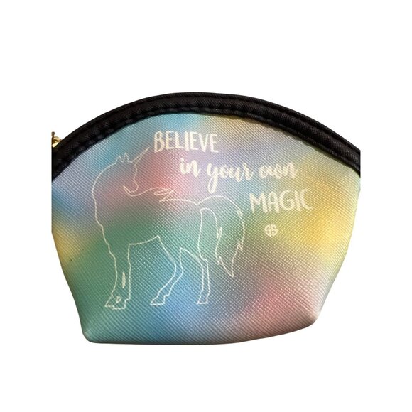 Simply Southern Believe Own Magic Unicorn Keychain Pouch Pastel Rainbow NWT - Picture 2 of 5